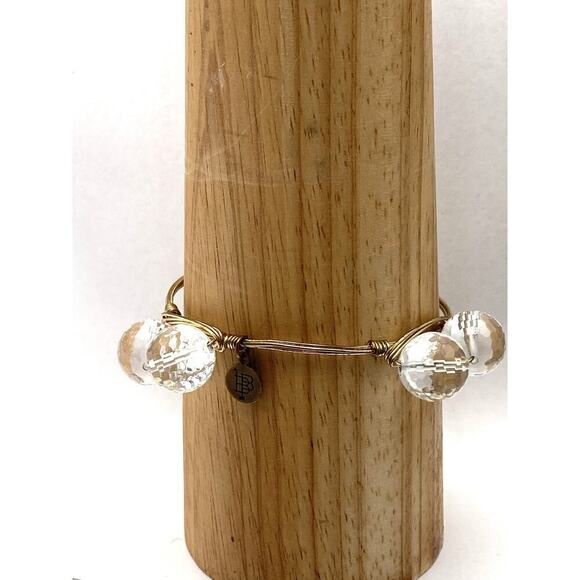 Bourbon and Boweties Bracelet Bangle 8.25” Faced Crystal Beads - Picture 6 of 6